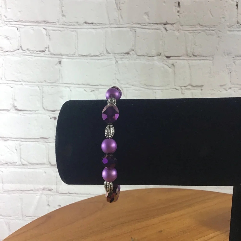 Purple and Silver Beaded Fashion Bracelet